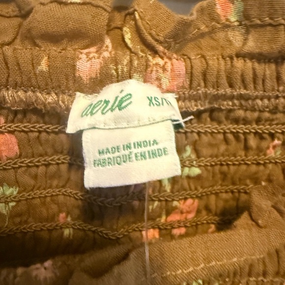 Aerie smocked bodice floral Crop Blouse XS cottage core NWT Boho puff fairy - Picture 3 of 8